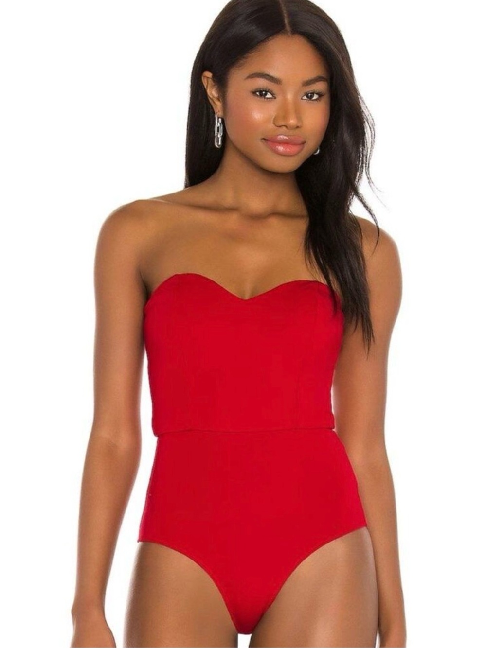 NBD Strapless Sweetheart Red Bodysuit